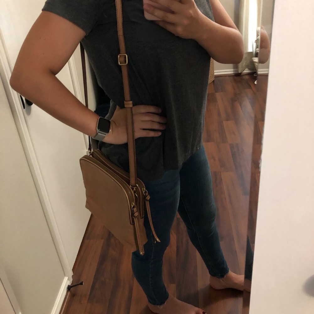 Banana Republic Camel Leather Crossbody Bag